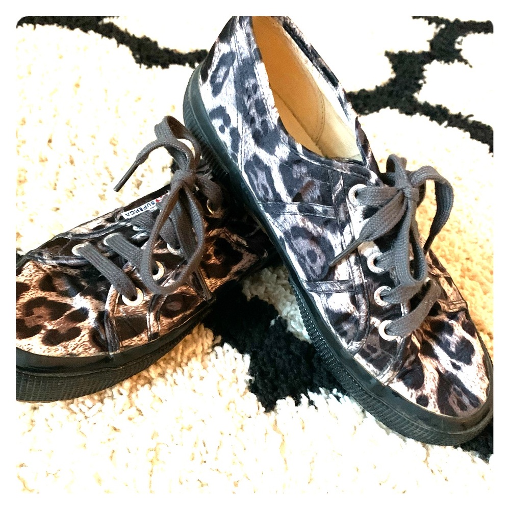 Superga leopard tennis shoes